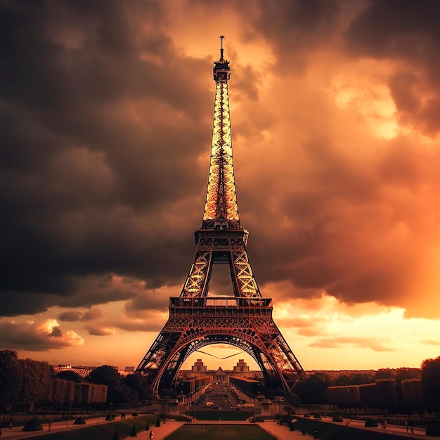 la tour eiffel avec un ciel bleu