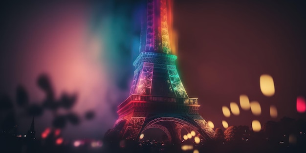 Une tour eiffel colorée à paris