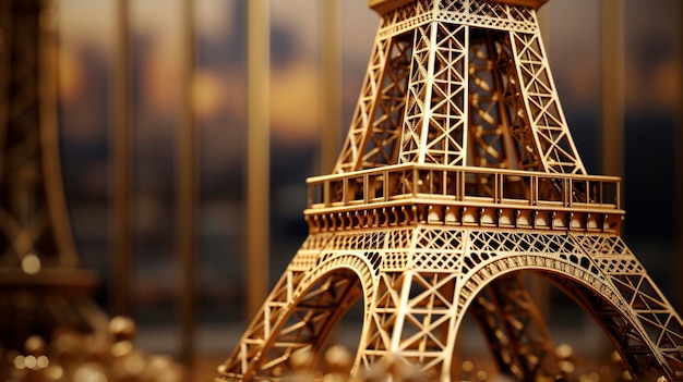 Tour Eiffel dorée scintillante