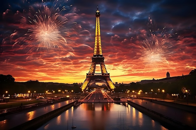 Photo la tour eiffel est la fête nationale de la france.