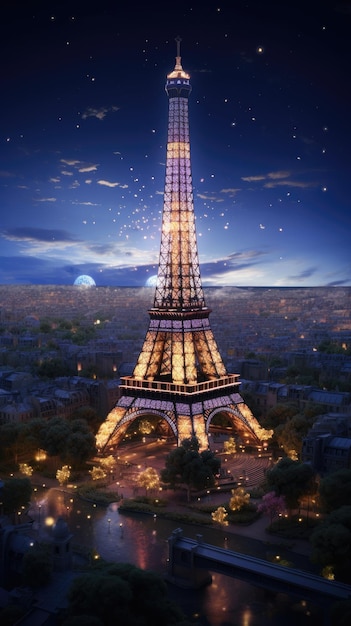 La Tour Eiffel illuminée la nuit