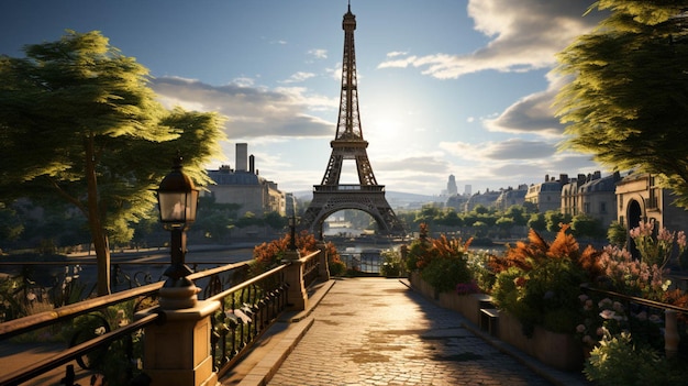 Tour Eiffel pleine vue à paris