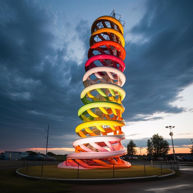 Photo une tour en forme de spirale d'arc-en-ciel colorée avec le mot arc- en-ciel dessus