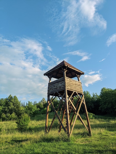 la tour de guet des chasseurs les défenseurs en bois la tour de guet dans la prairie forestière