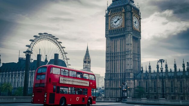 La tour de l'horloge Big Ben et le bus de Londres