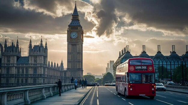 La tour de l'horloge Big Ben et le bus de Londres