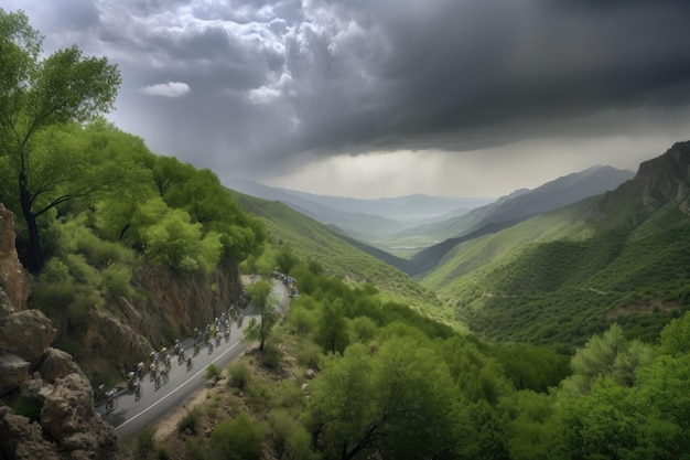 Tour des montagnes la vue qui s'ouvre devant créé avec ai génératif