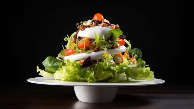 Tour à Salade Volumineux Aux Tomates Laitue Et Vinaigrette