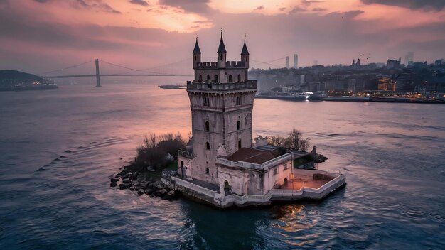 Photo la tour de la vierge dans le bosphore droite turquie d'istanbul