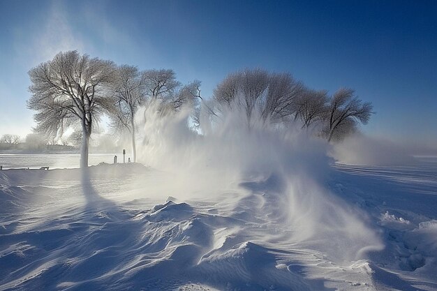 Tourbillon gelé, neige qui tombe