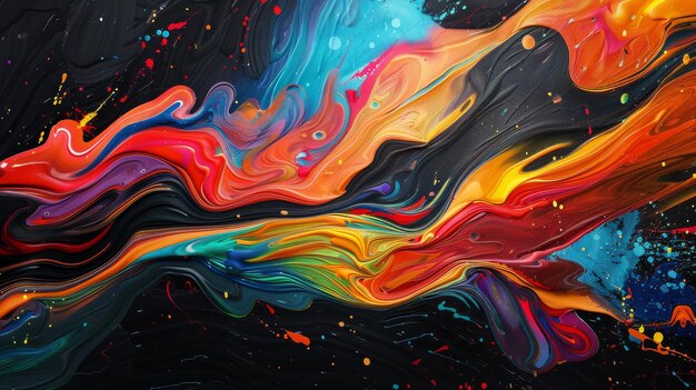 Un tourbillon vibrant de couleurs dansant dans un art fluide
