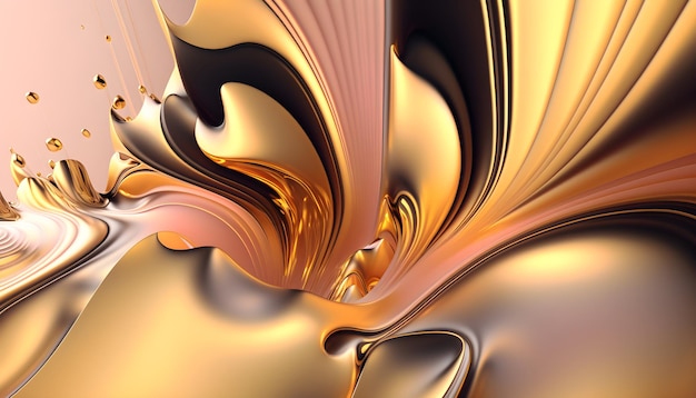 Tourbillons dorés métalliques transformant l'art fluide abstrait