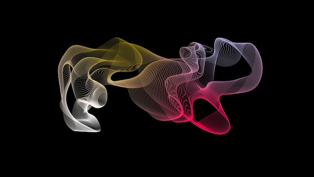 Des tourbillons de fumée colorés sur un fond noir