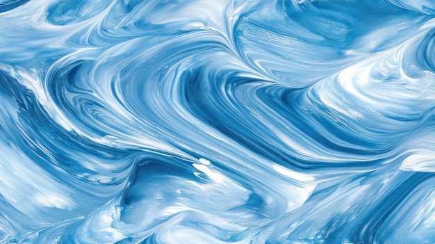 Des tourbillons de peinture bleue et blanche abstraite