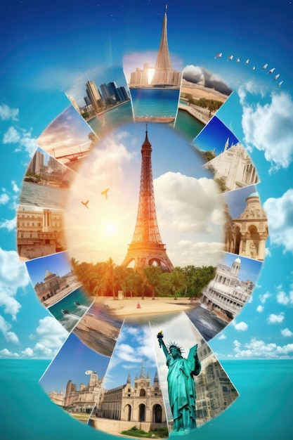 Tourisme de voyage collage attractions du monde