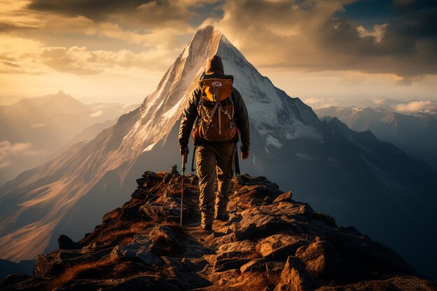 touriste féminine dans les montagnes concept de voyage contexte de la nature