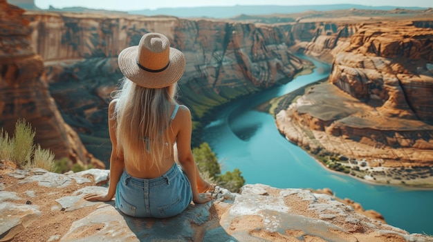 Une touriste près de la rivière Colorado.