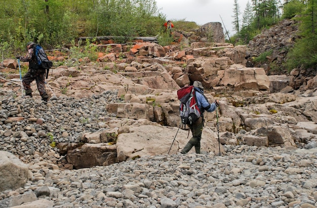 Touristes sur le plateau de Putorana