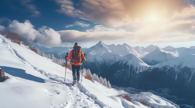 Tournée de ski dans le paysage alpin