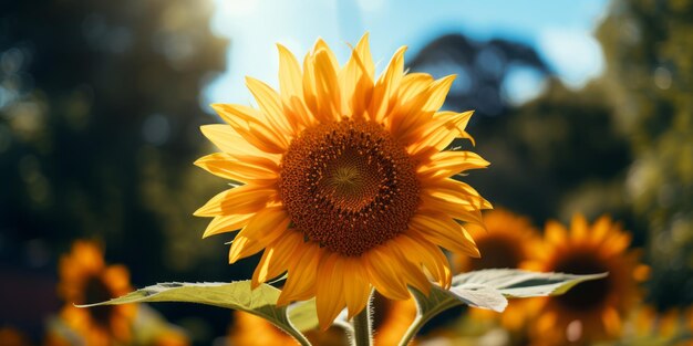 un tournesol avec un arrière-plan flou