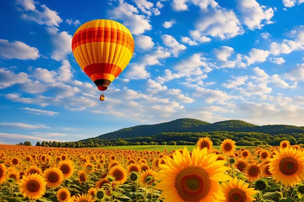 Le tournesol avec un champ de zinnias