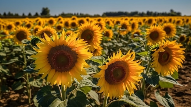 De tournesol dans le ciel bleu