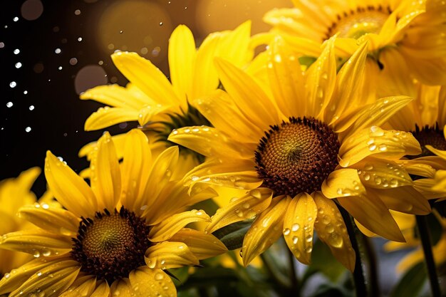 Le tournesol embrasse les pétales et la lumière