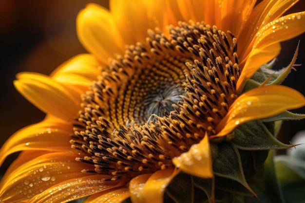 Un tournesol en fleur Une superbe photo macro AI générative