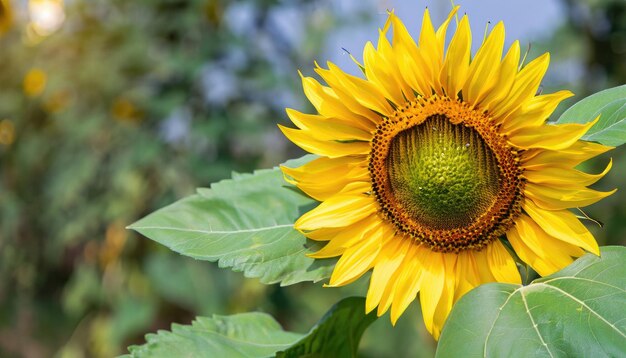 Le tournesol en fleurs dans le jardin avec un espace de copie