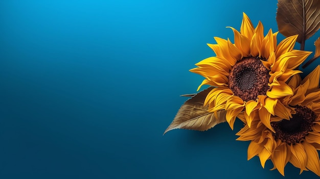 Tournesol sur fond bleu