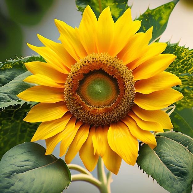 Tournesol sur fond vert