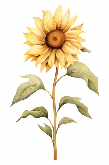 Tournesol isolé sur fond blanc Illustration aquarelle dessinée à la main