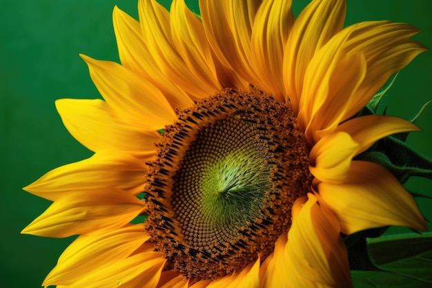 Tournesol jaune vif avec un fond vert luxuriant IA générative