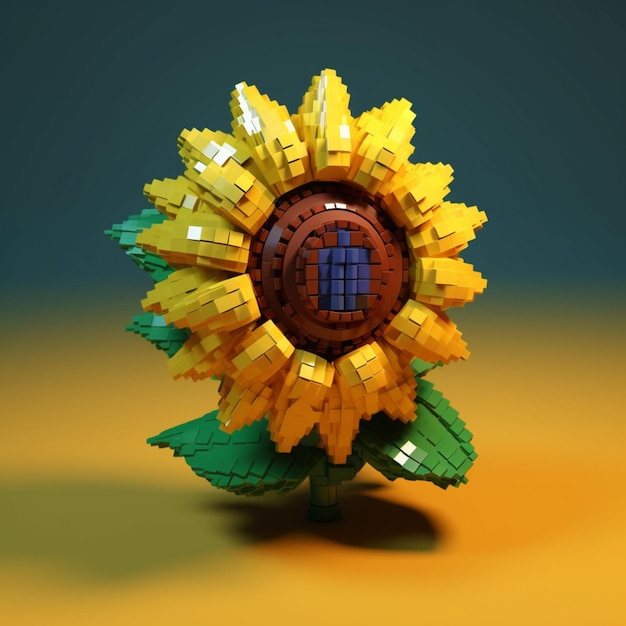 Un Tournesol Lego Avec Une Fenêtre Bleue Sur Le Dessus.