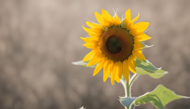 un tournesol avec un patch vert sur le dessus