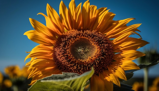 Le tournesol vibrant dans le pré attire les abeilles occupées générées par l'IA