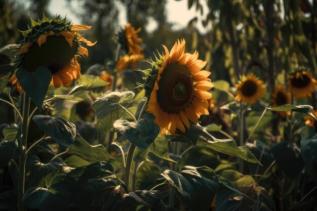 Des tournesols dans des endroits inattendus générés par l'IA