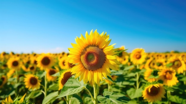 Tournesols dorés dans un ciel immaculé