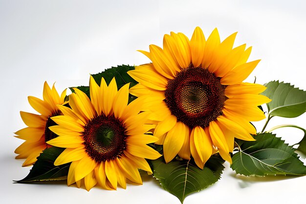 Des tournesols sur fond blanc