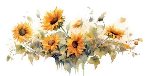 Tournesols sur fond blanc