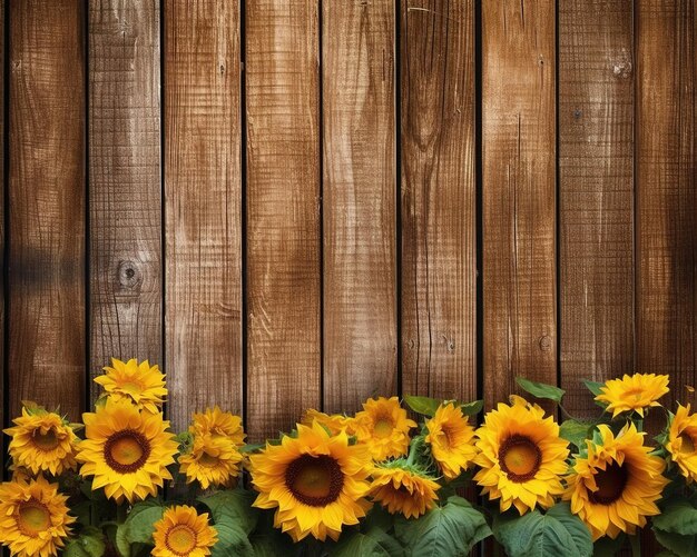 Photo tournesols sur un fond de clôture en bois