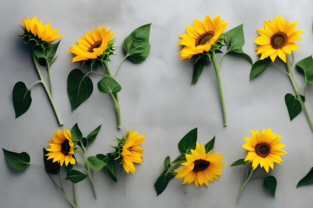 Photo des tournesols sur un fond gris