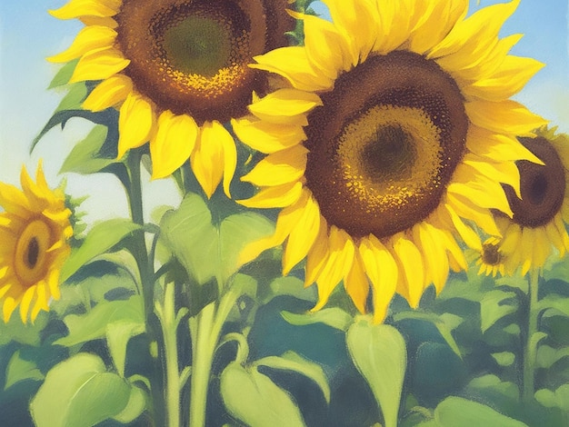 Tournesols et soleil