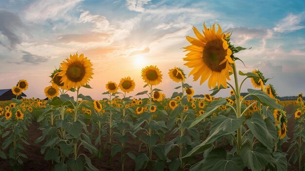 Des tournesols splendides dans un champ agricole