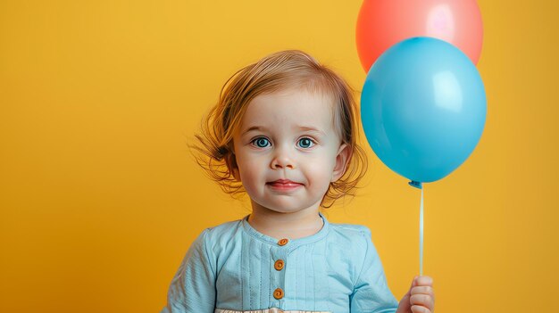 Un tout-petit tenant un ballon coloré