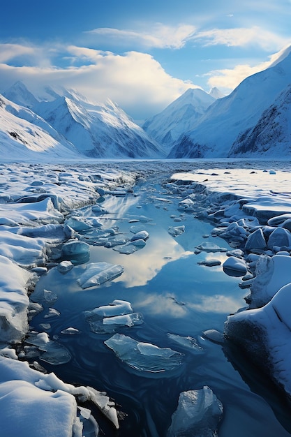 toute la longueur de l'écoulement glaciaire générateur d'IA