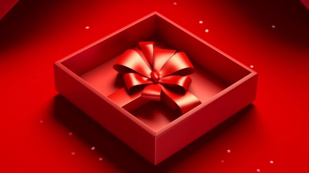 Photo toutes les boîtes cadeaux rouges ouvertes vides ouvertes boîte cadeau avec ai generative