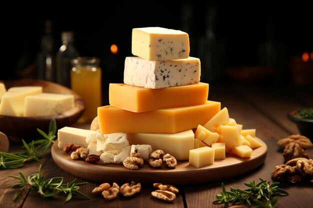 toutes sortes de fromages Couleurs naturelles fond clair minimaliste