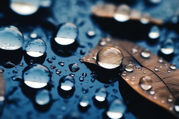 Toutes sortes de gouttes de pluie couleurs naturelles fond lumineux minimaliste IA générative