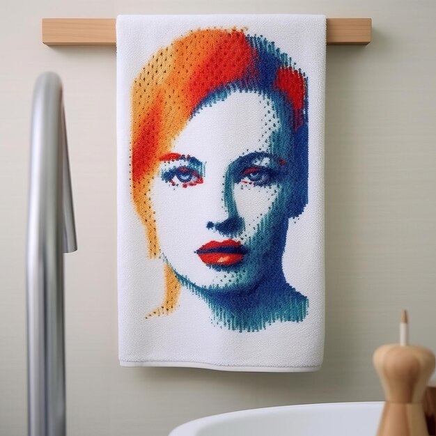 Photo towel pointillisme style d'art fond blanc haut q